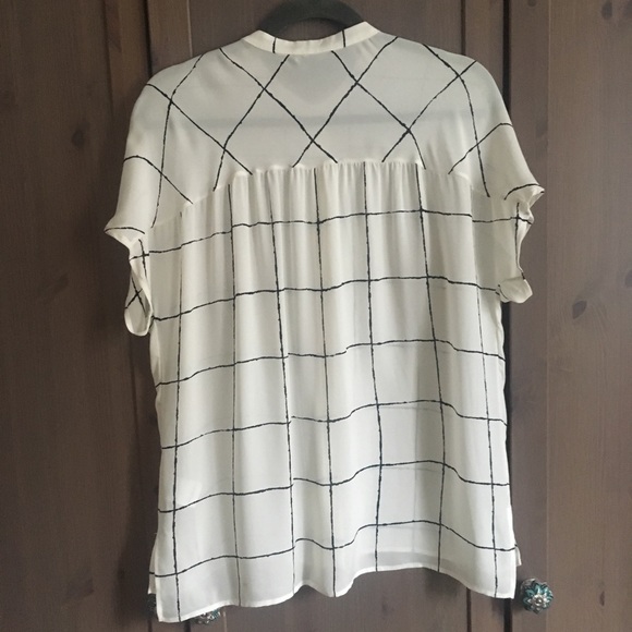 NWOT Vince Windowpane Silk Blouse - Picture 8 of 8